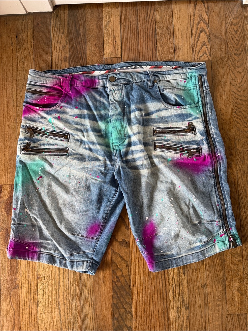 Rockstar Original Men's Painted Denim Jean Shorts Size 44